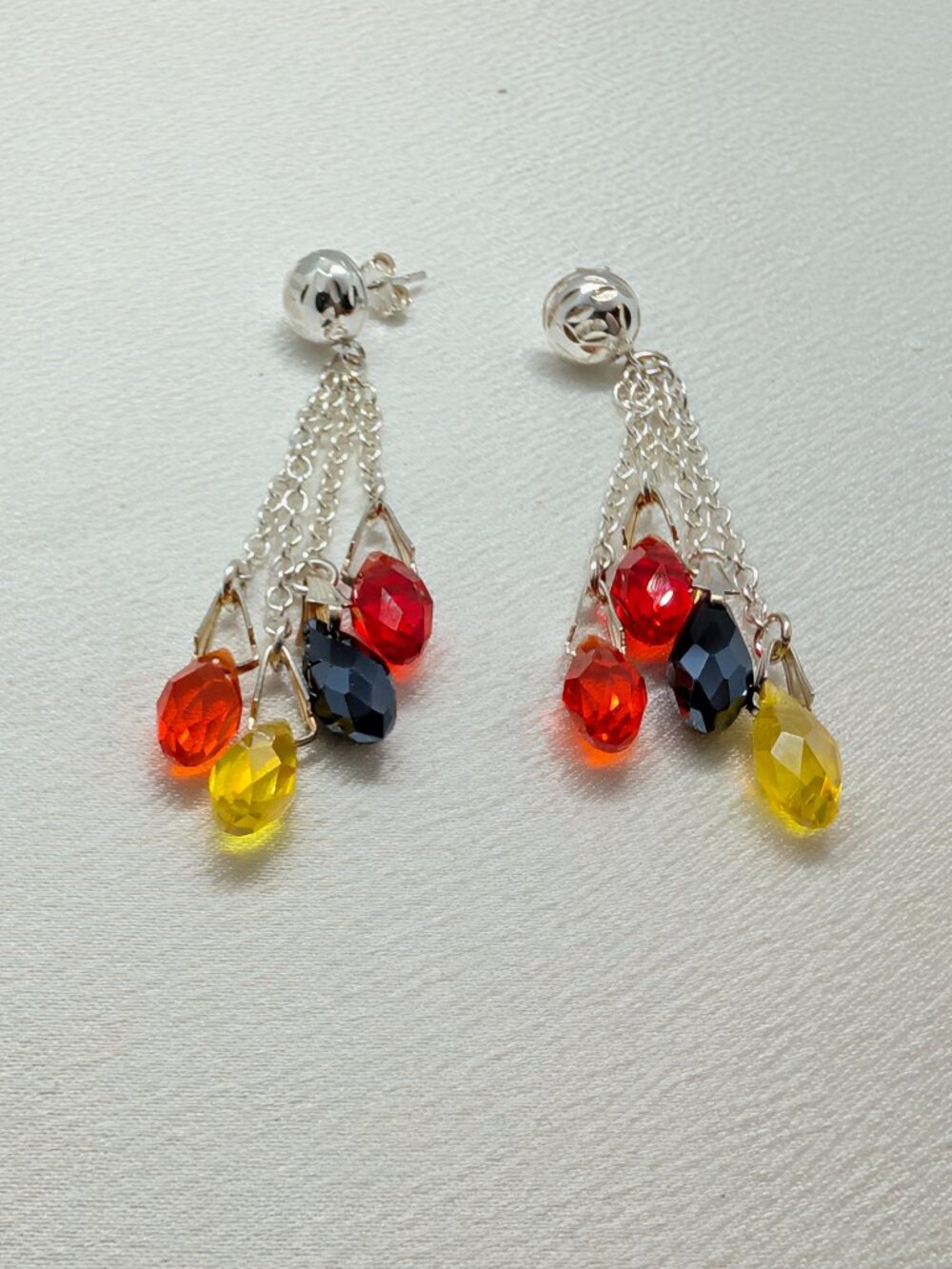 New on card colorful dangle post earrings
